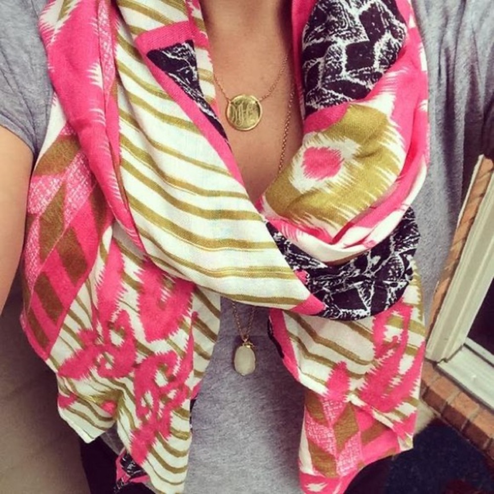 Stella & Dot Union Square Scarf - Pink Geo Ikat